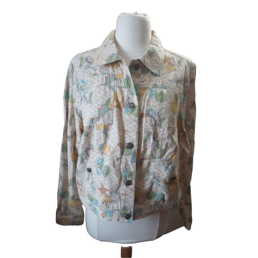 Liz Claiborne Jacket Sz L Beige Seashell Shacket NWT American Getaway C-1